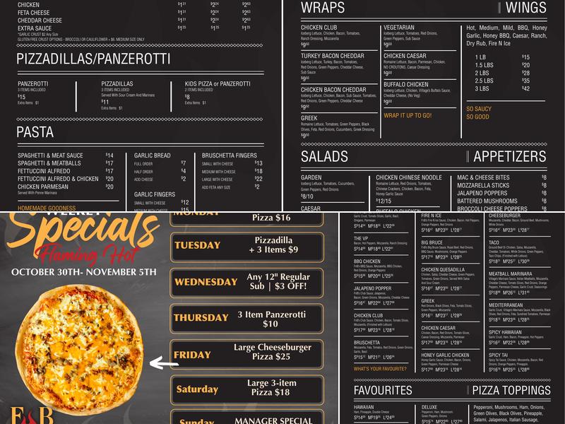 Flame 'N Bricks Pizzeria Goderich Menu