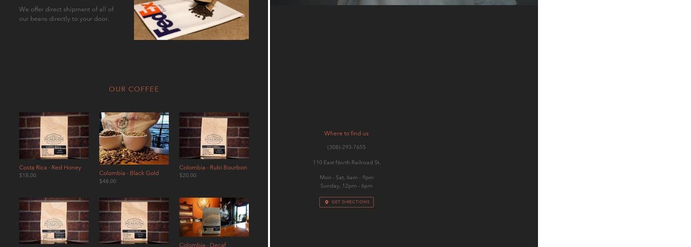 Calico Coffee Company Menu