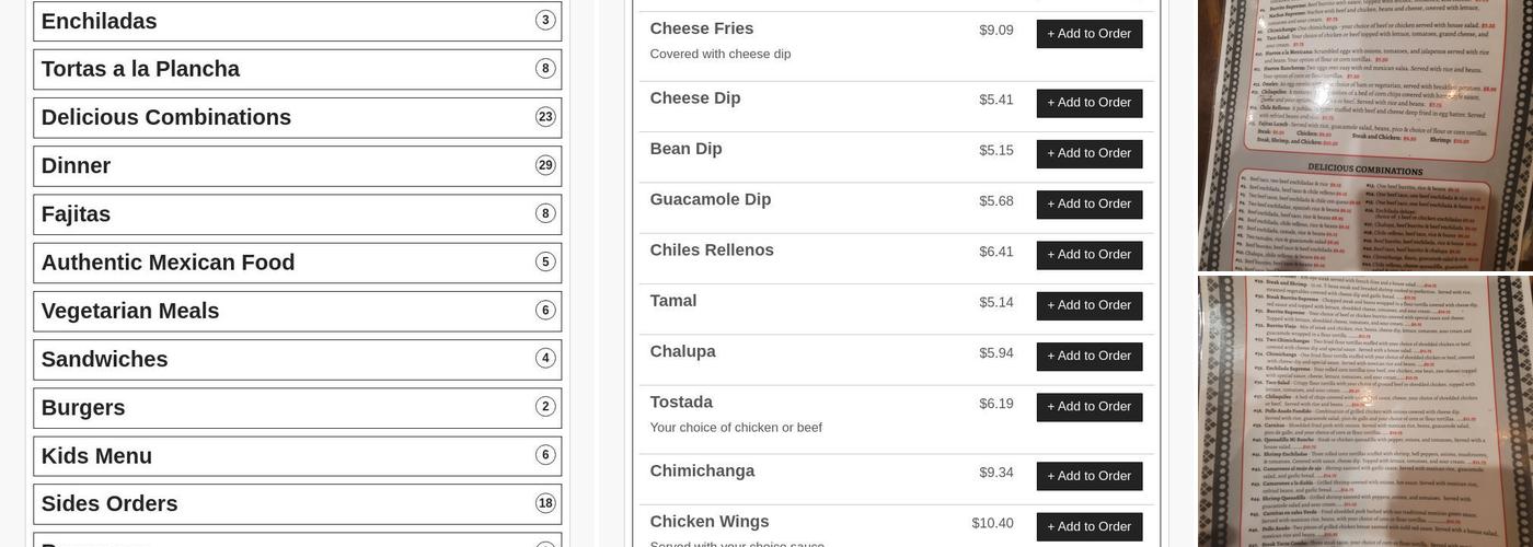 Mi Rancho Viejo Menu