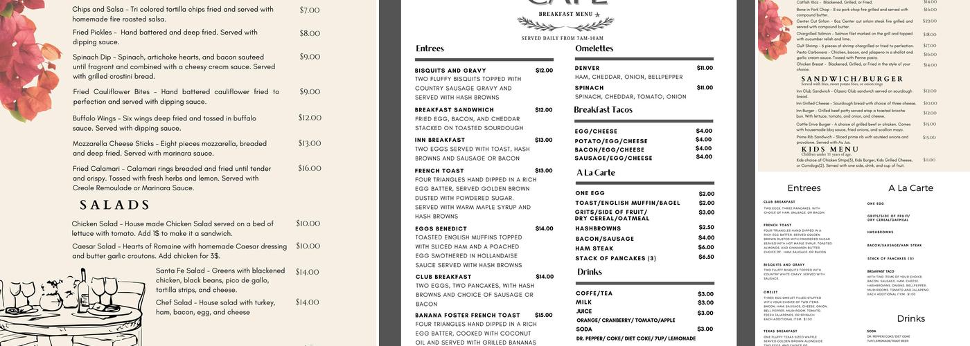 Inn Pub Menu
