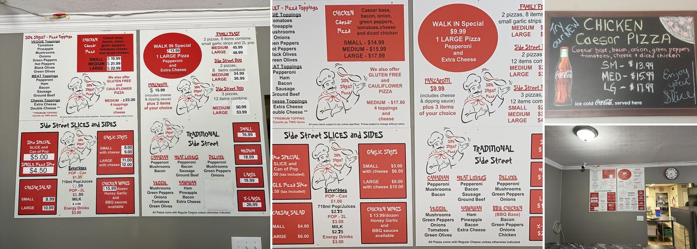 Side Street Pizza Menu