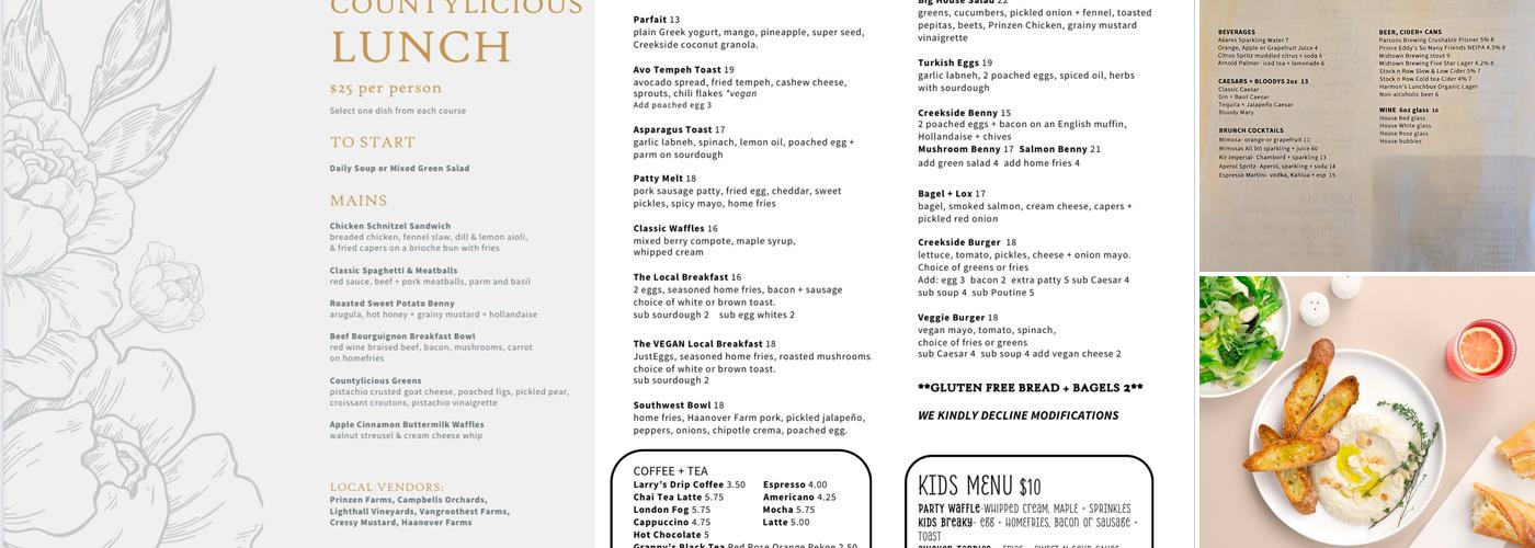 Creekside Cafe Menu