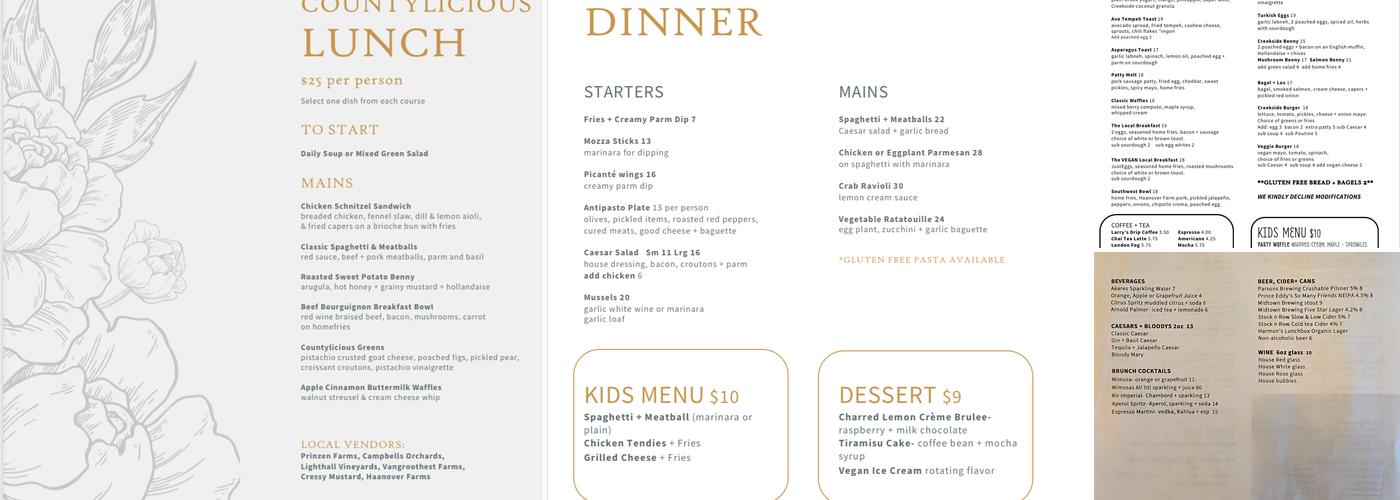Creekside Cafe Menu