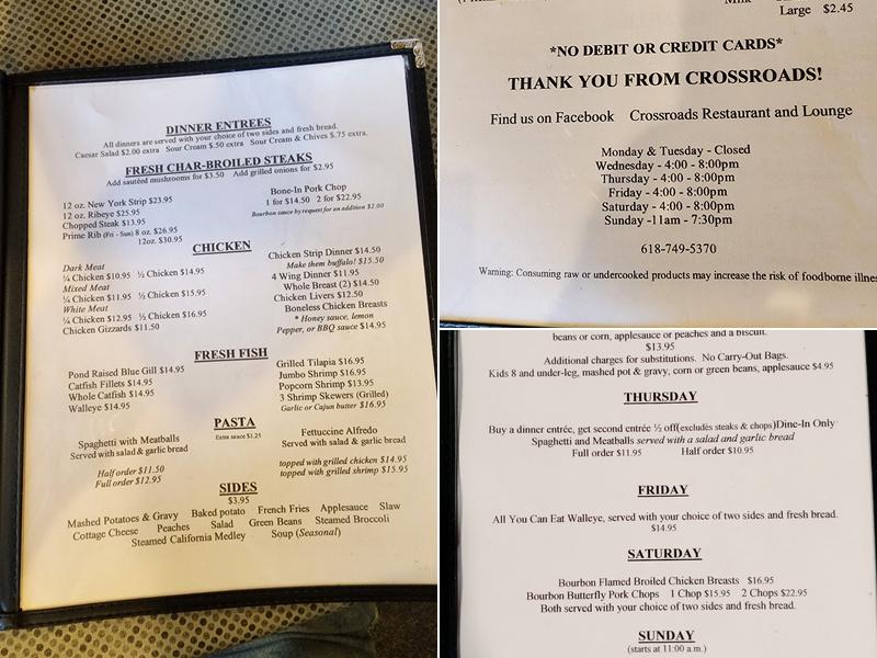 Crossroads Menu
