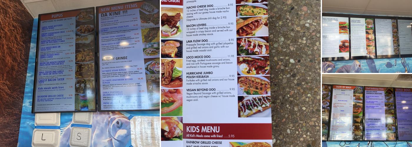 Maui Burgers Menu