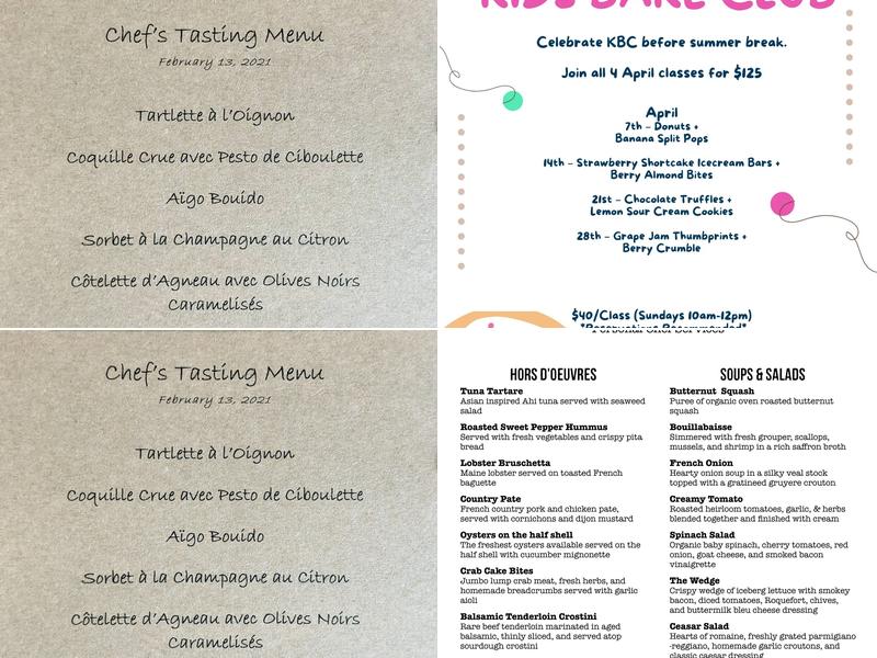 Modern Coastal Cookery Menu