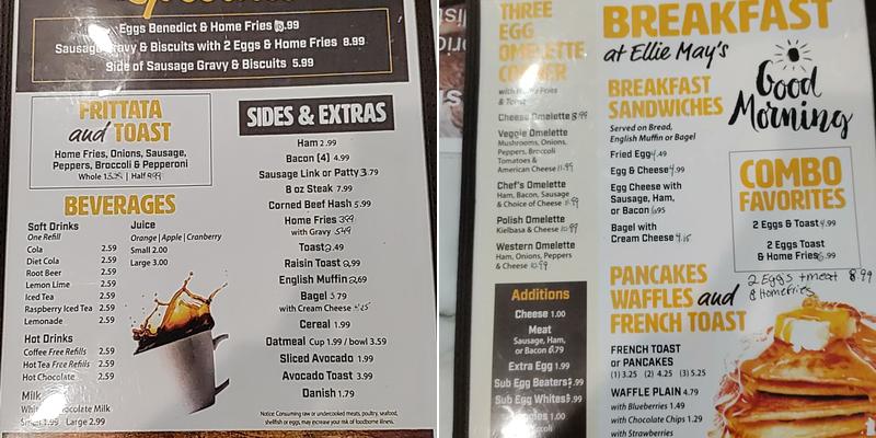 Ellie May’s Diner Menu