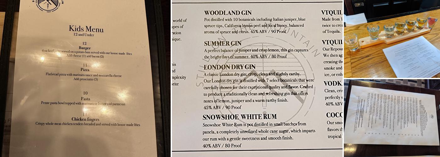 Killington Distillery - Still on the Mountain Menu