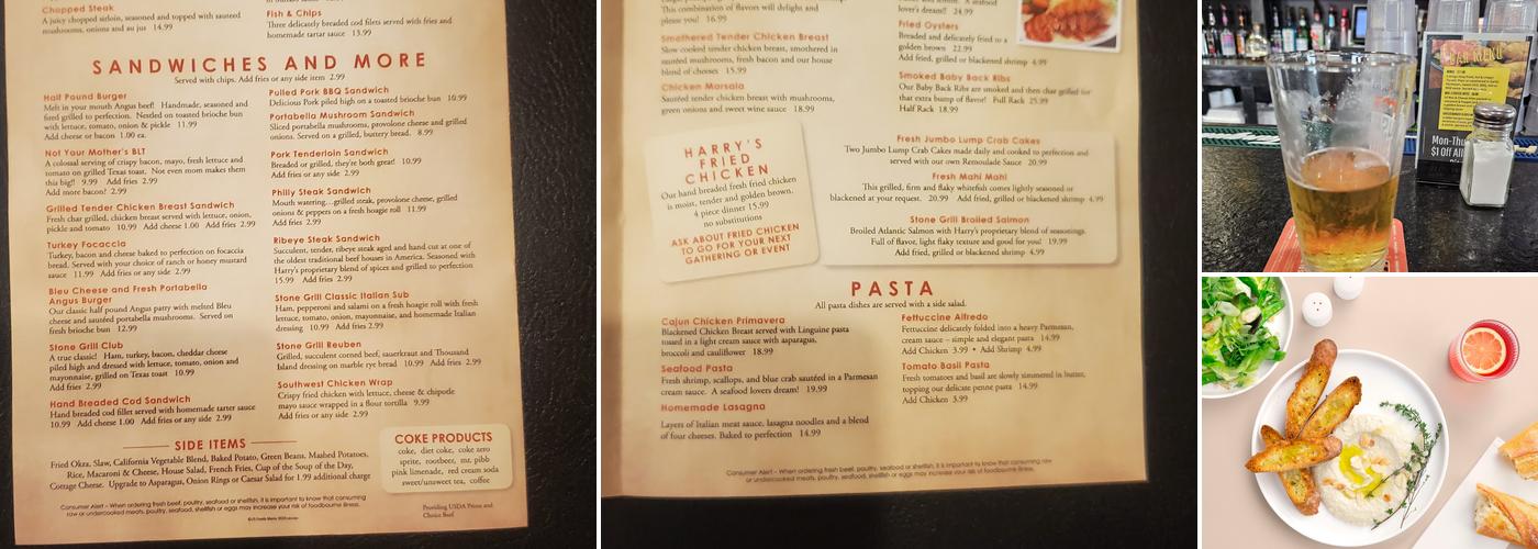 Harry's Stone Grill Menu