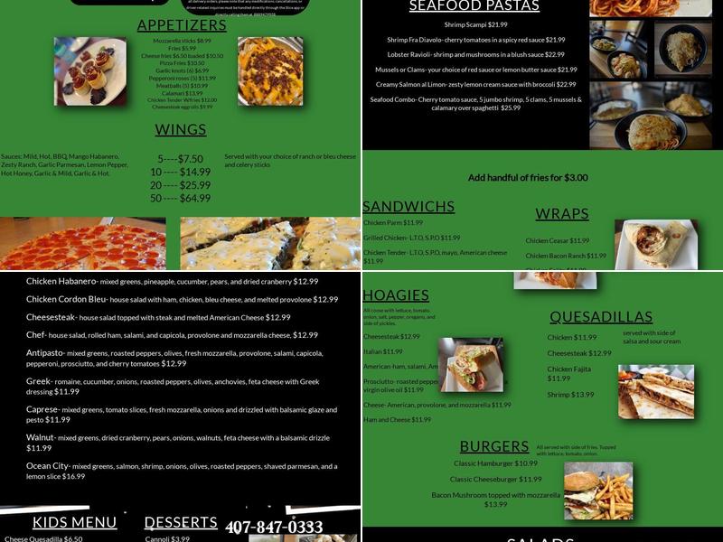 The Jersey Spot Pizza and Pasta Menu