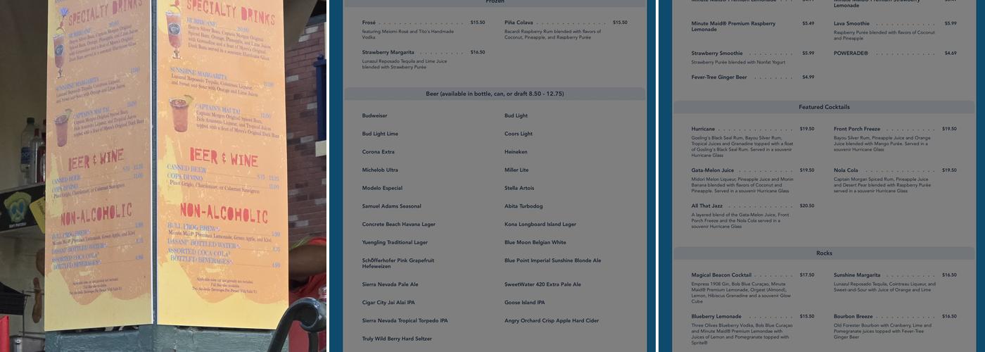 Mardi Grogs Menu