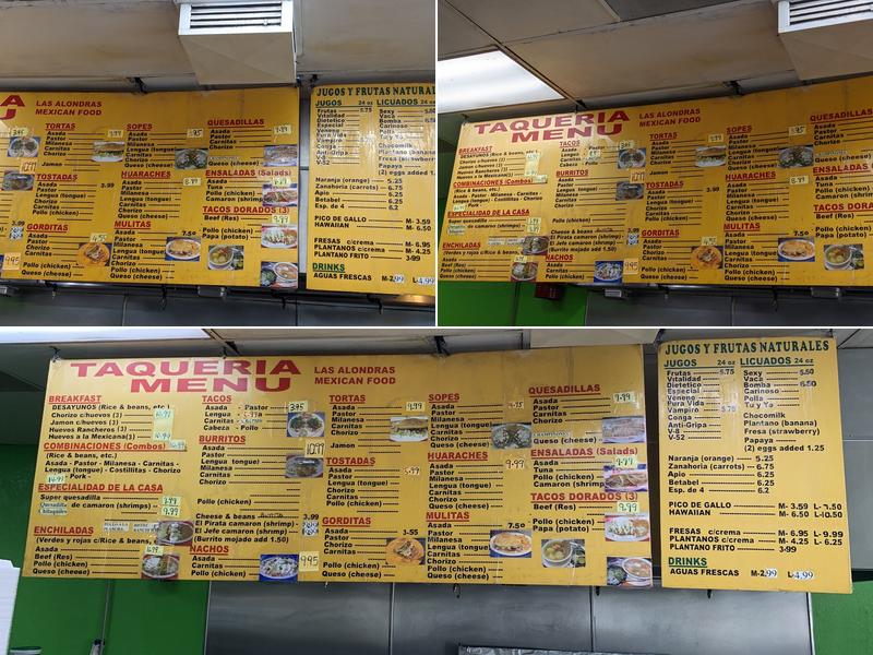 Taqueria Las Alondras Menu