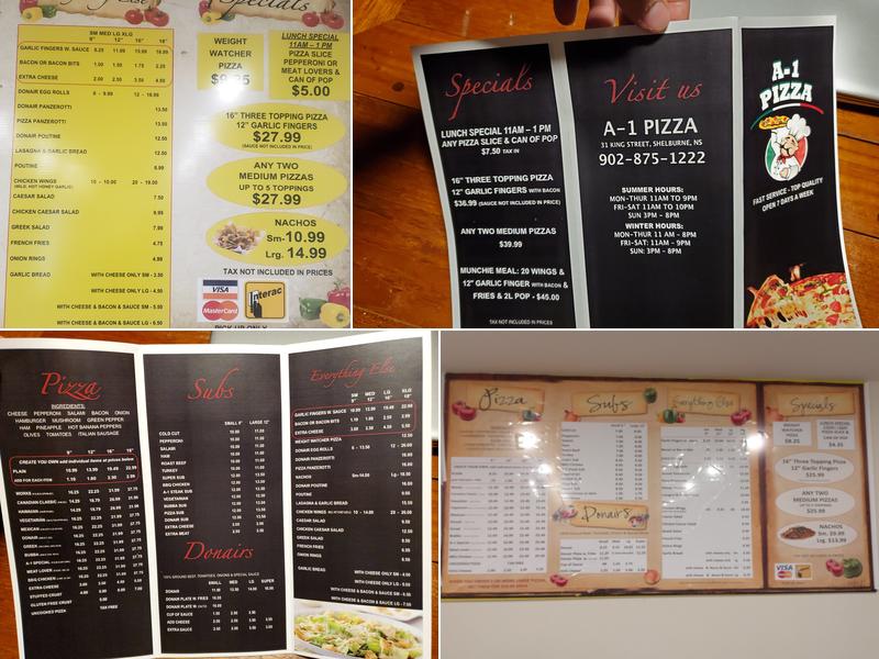 A1 Pizza Menu