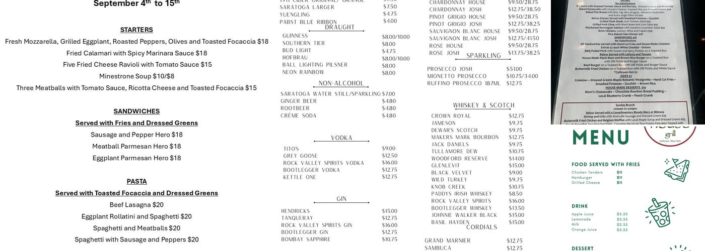 The Creek House Grill Menu