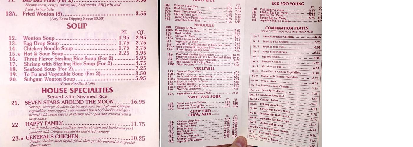 Little Panda Chinese Restaurant Menu