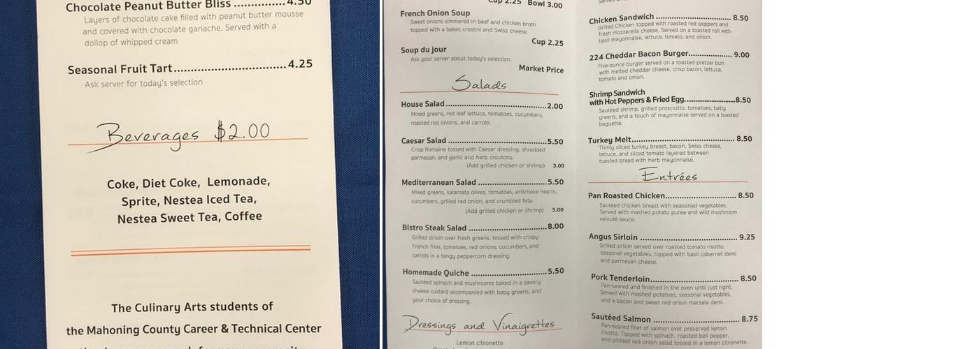 The Bistro at MCCTC Menu