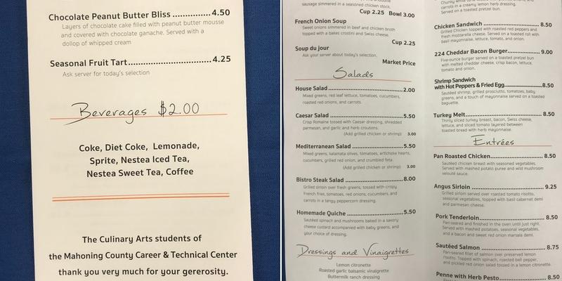 The Bistro at MCCTC Menu