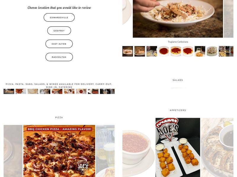 Joe's Pizza and Pasta Menu