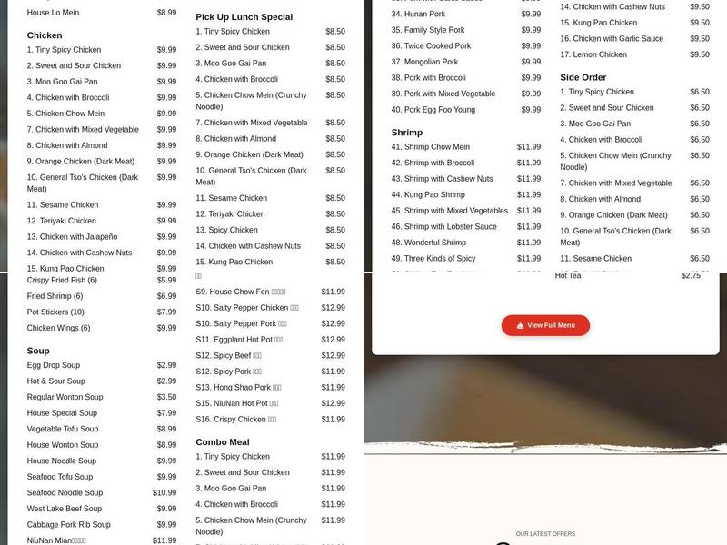 Formosa Restaurant Menu