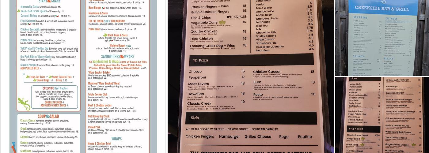 Creekside Bar & Grill Menu