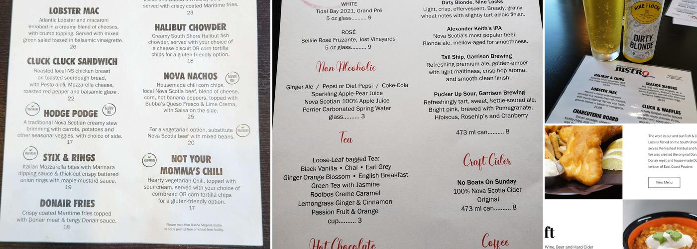 Bubba Magoos & BISTRO Menu