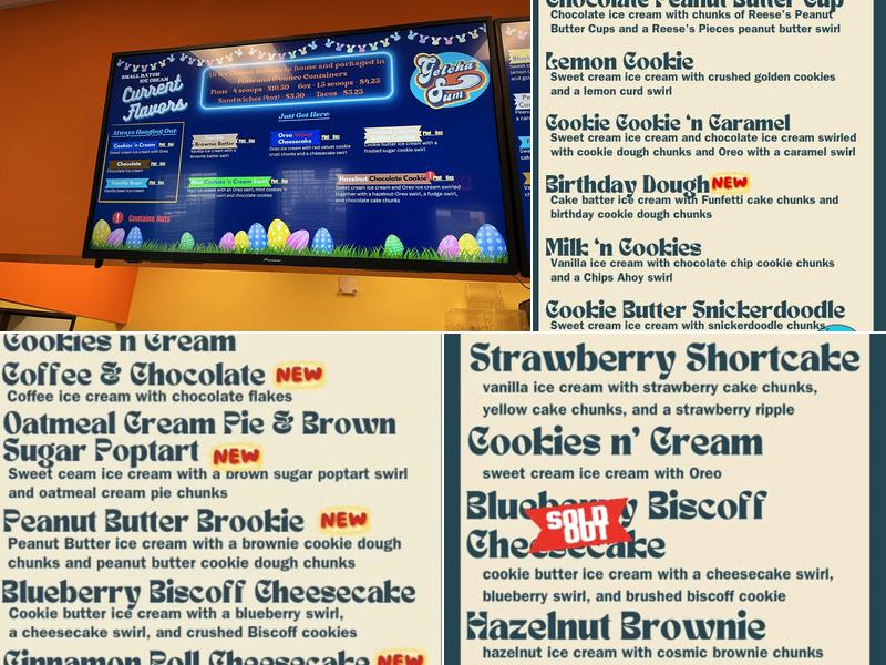 Getcha Sum Ice Cream Shop Menu