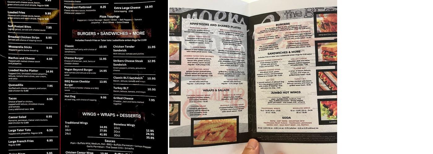 Strikers Menu