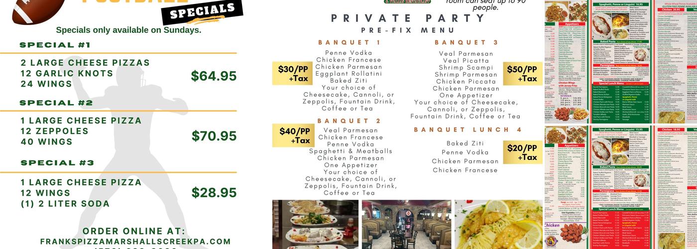 Frank's Pizza & Italian Restaurant (Marshall's Creek) Menu