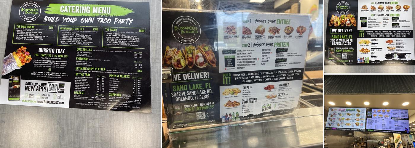 Bubbakoo's Burritos Menu