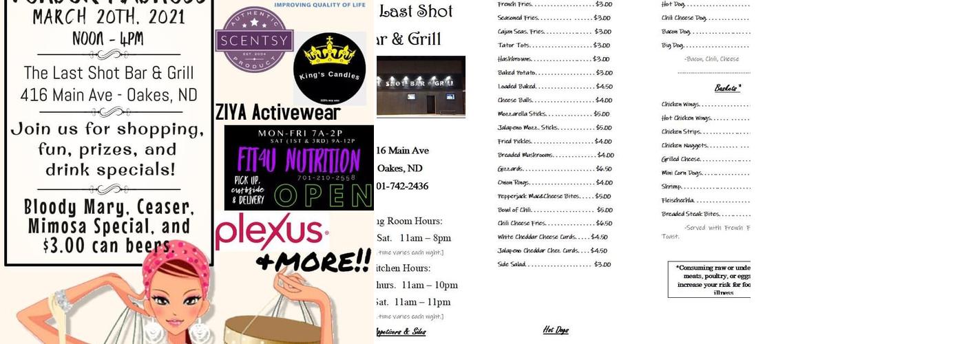 Last Shot Bar and Grill Menu