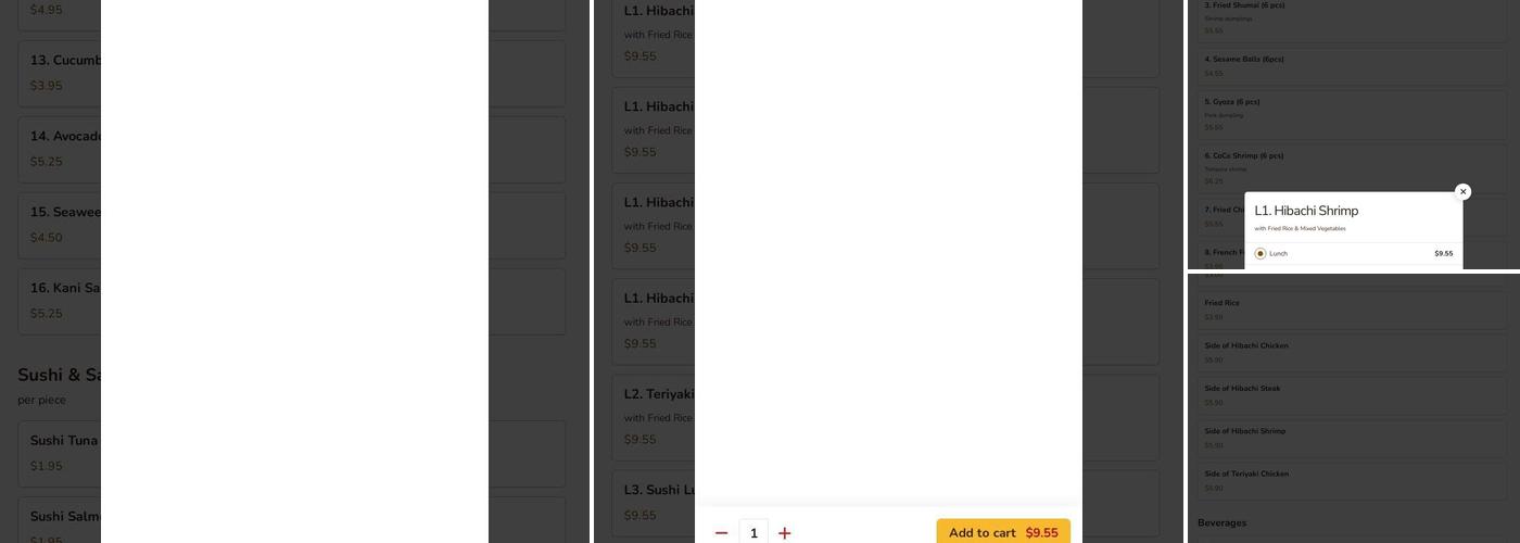 Sukoy Hibachi Express Menu