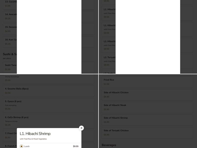 Sukoy Hibachi Express Menu