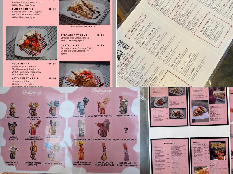 La Crepe & Ordinary Desserts Menu