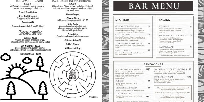 Main Dining Room at Starved Rock Lodge Menu