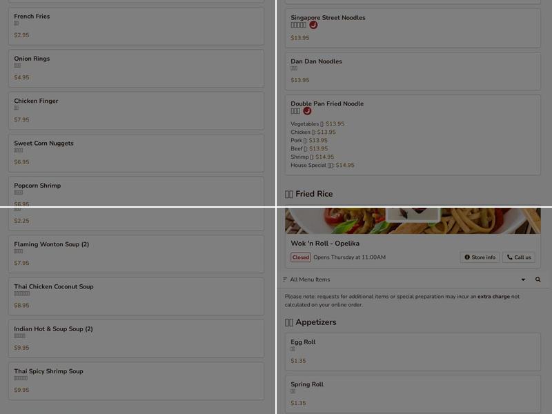 Wok 'n Roll Menu