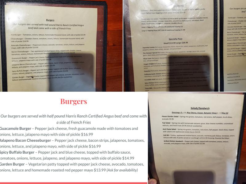 Two Rivers Cafe Menu