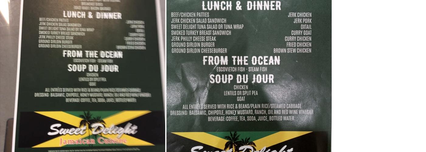 Sweet Delight Jamaican Cuisine LLC Menu