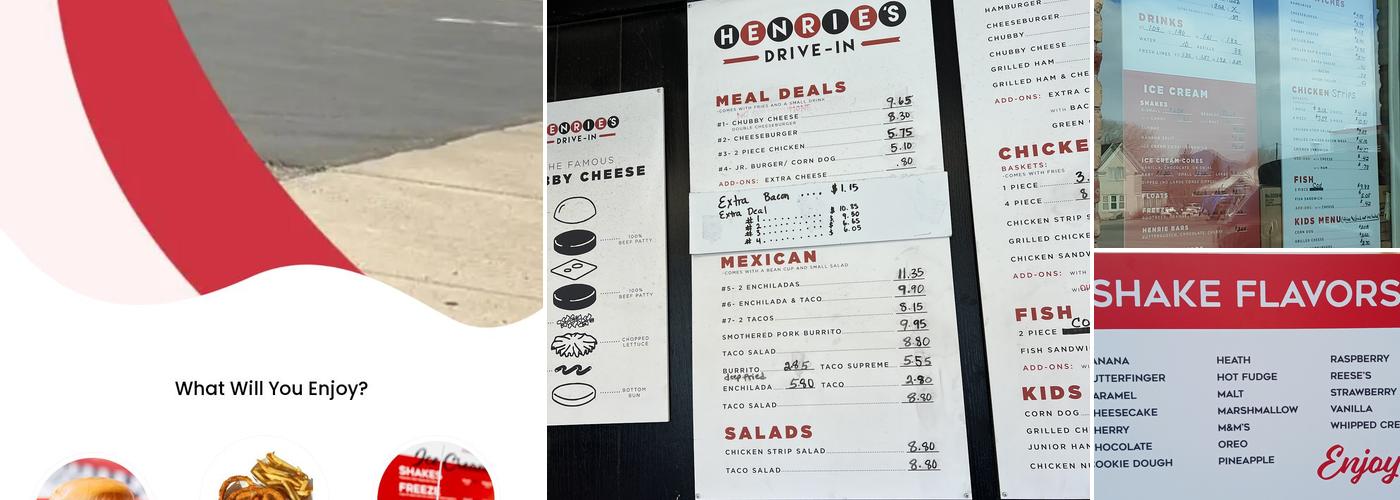 Henrie's Drive In Menu