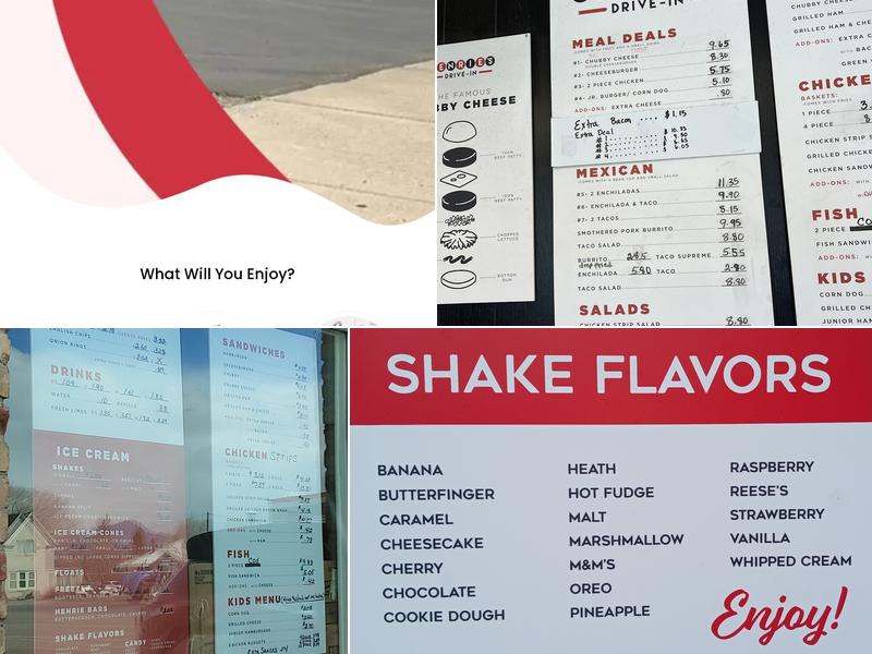 Henrie's Drive In Menu