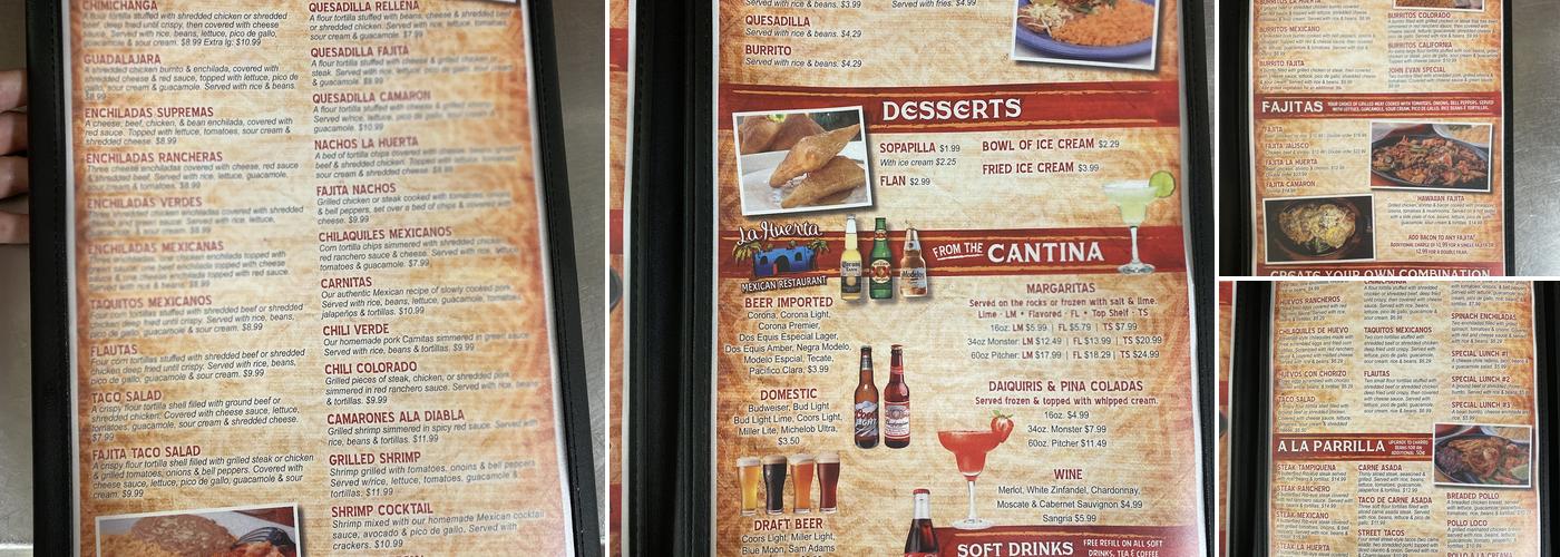 La Huerta Menu
