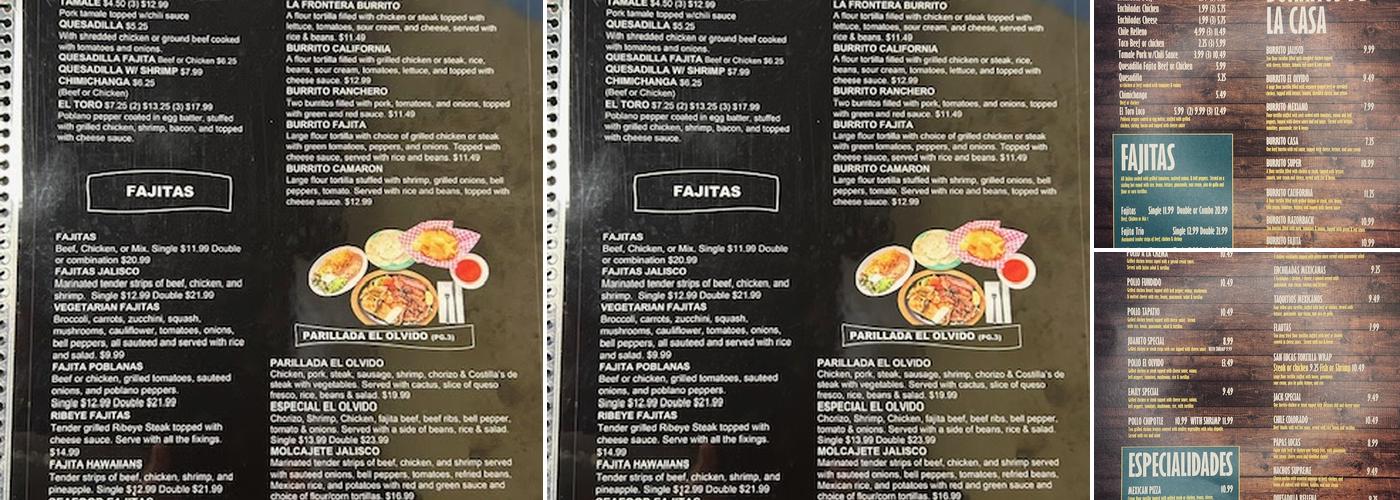 El Olvido Mexican Restaurant Menu
