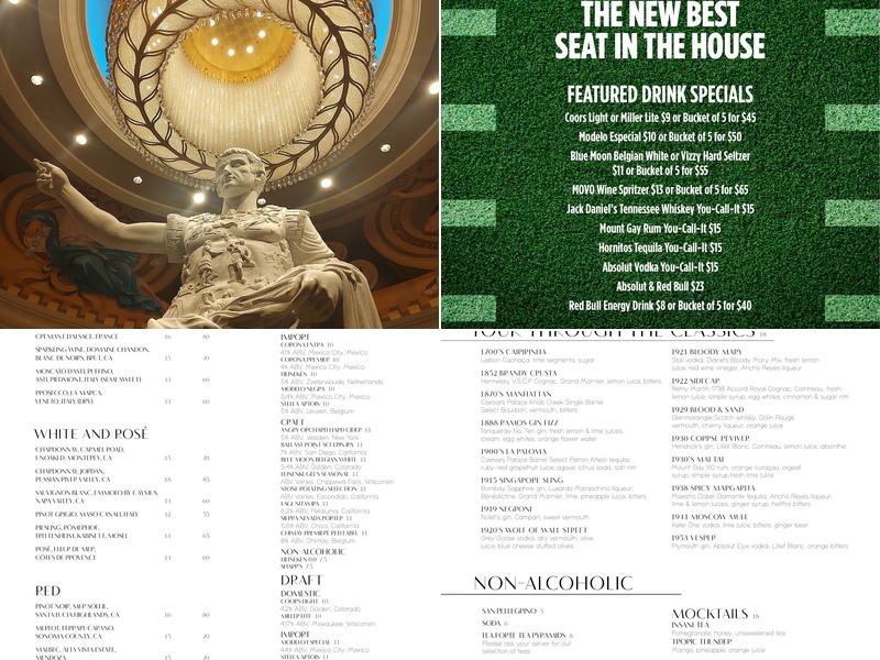 Lobby Bar at Caesars Palace Menu