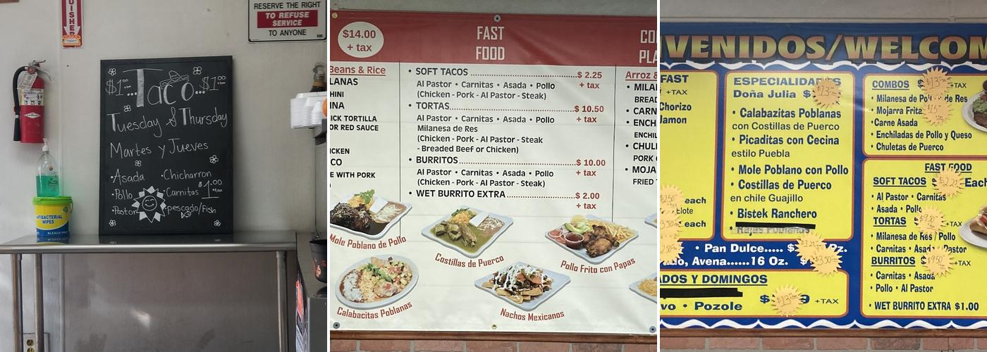Fonda Doña Julia Menu