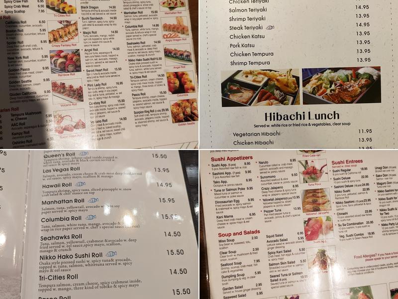 Nikko Japanese Restaurant Menu
