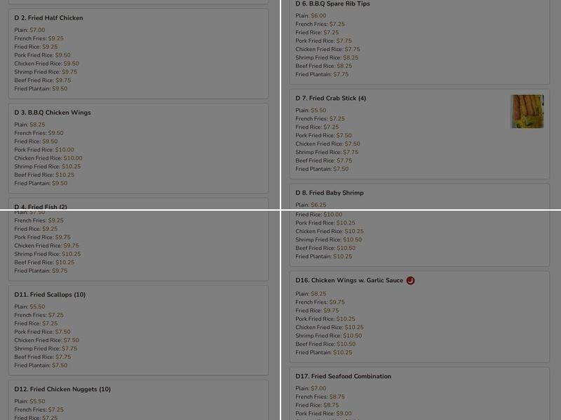 New Sing Lee Kitchen Menu