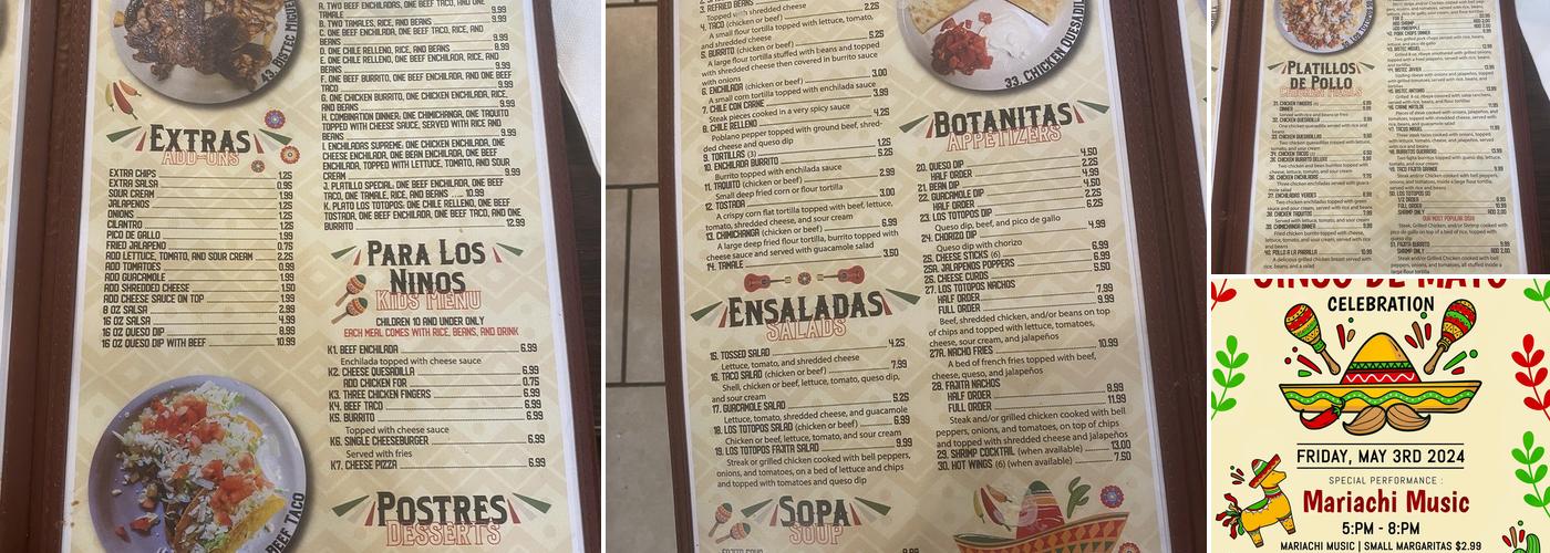 Los Totopos Menu