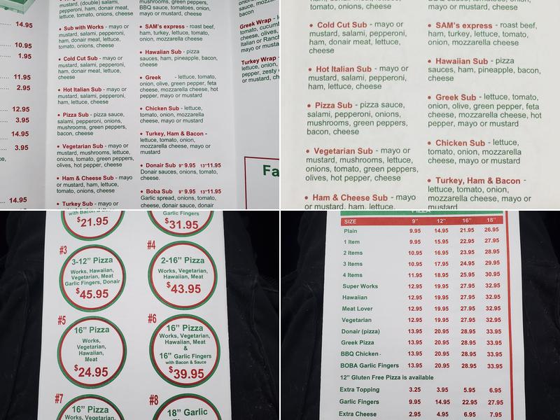 King Size Pizza Menu