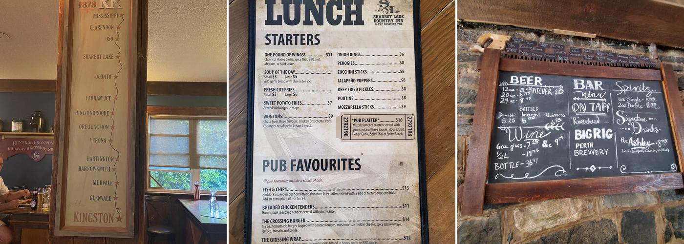 Sharbot Lake Country Inn & The Crossing Pub Menu