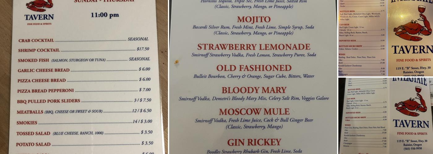 Interstate Tavern Menu