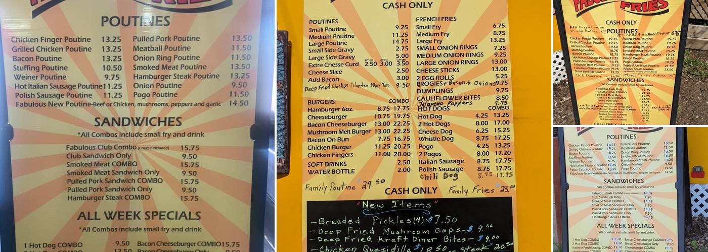 Fabulous Fries Menu